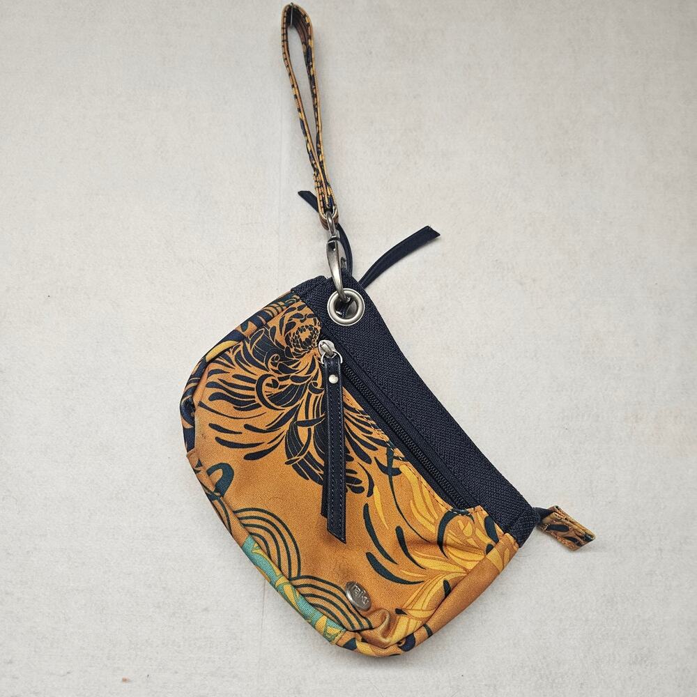 Haiku Yellow Orange Abstract Swirl Print Wristlet Pouch Clutch Bag Travel Purse